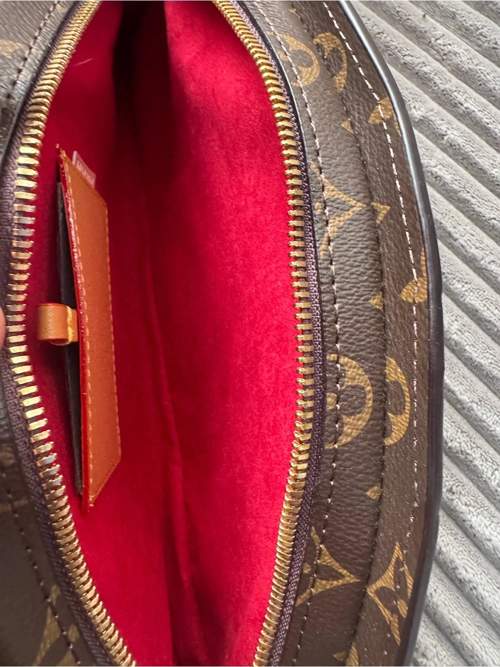 Louis Vuitton Brown Monogram Crossbody with Red Interior